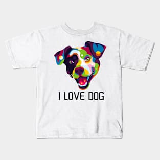 I Love Dog Colorful Kids T-Shirt